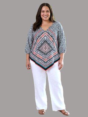 FREE 2 LUV Women's 3/4 sleeve Blouse. Plus Size 3X